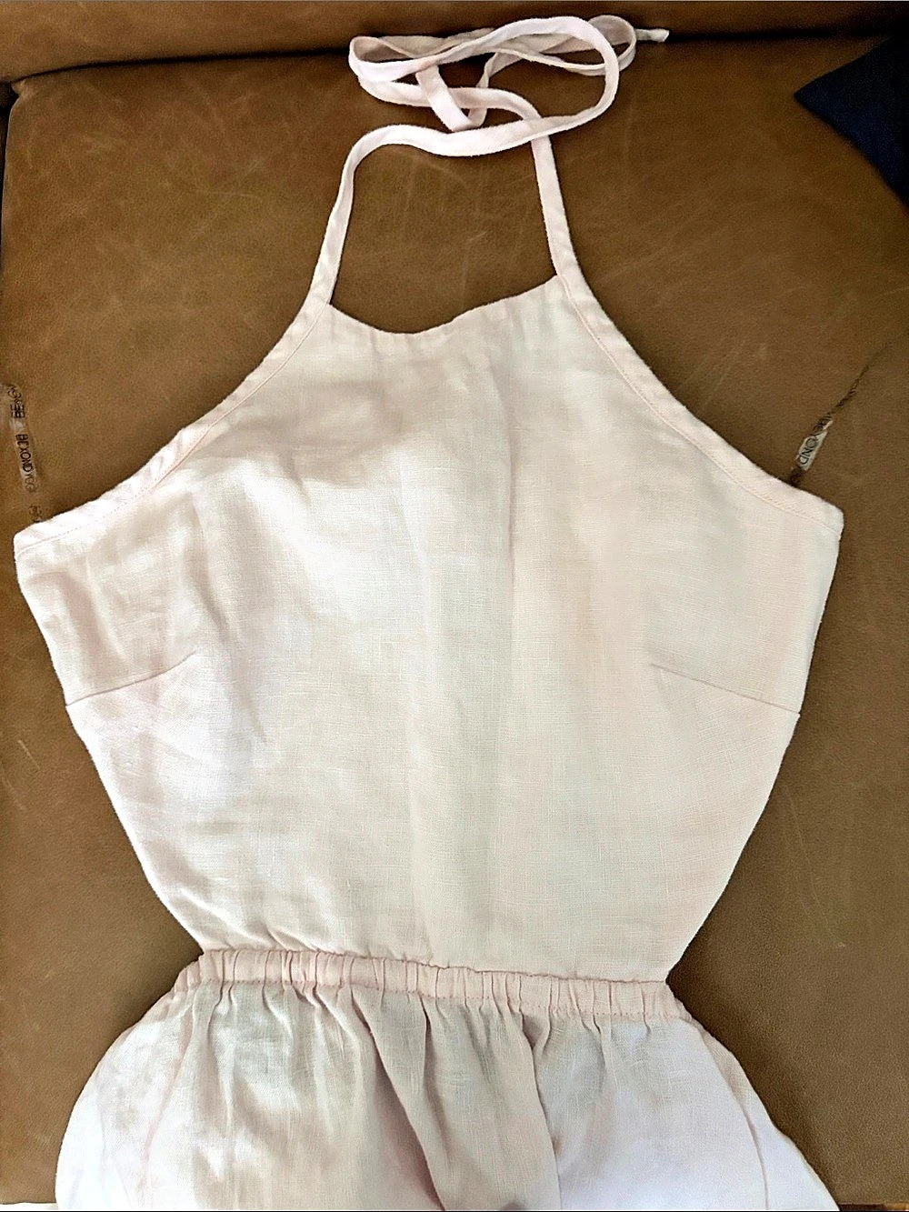 Beyond Toga baby pink softwash halter linen dress